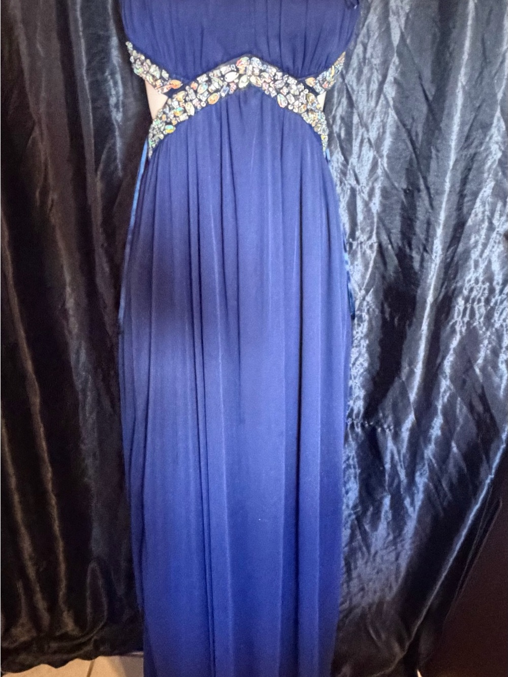 Trixxi Royal Blue Beaded Prom Dress
